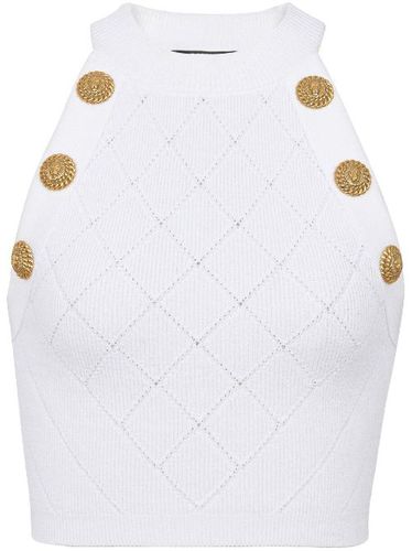 Haut 6-Button crop en maille - Balmain - Modalova