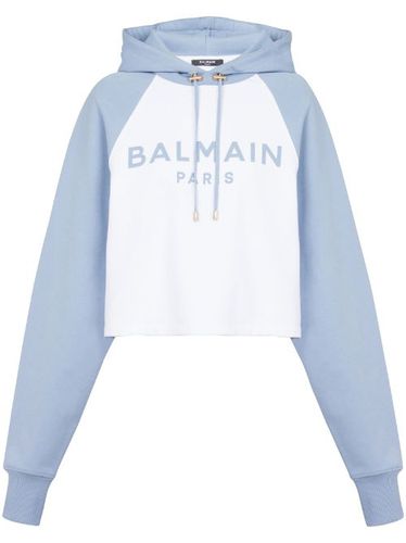 Hoodie crop à logo imprimé - Balmain - Modalova