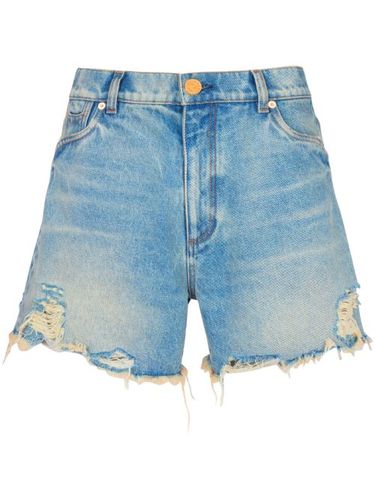 Short en jean à bords frangés - Balmain - Modalova