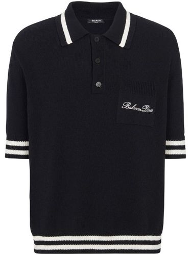 Polo rayé à logo brodé - Balmain - Modalova