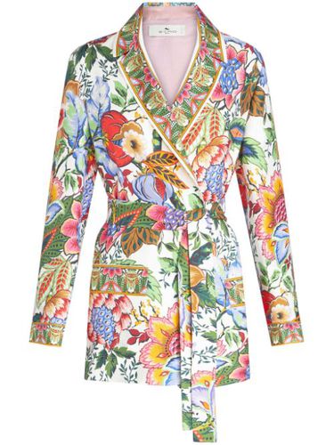 Veste ceinturée en soie à fleurs - ETRO - Modalova