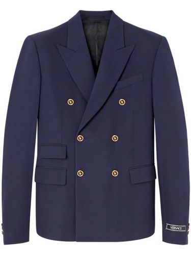 Blazer croisé à plaque logo - Versace - Modalova