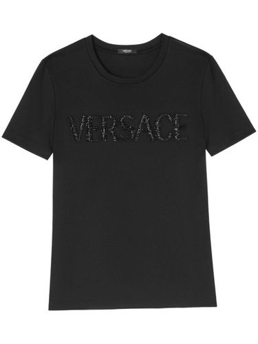 T-shirt en coton à ornements en cristal - Versace - Modalova