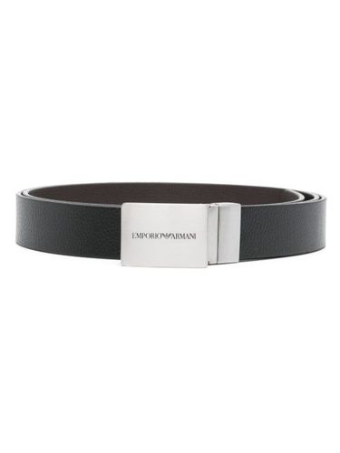 Ceinture réversible en cuir à boucle logo - Emporio Armani - Modalova