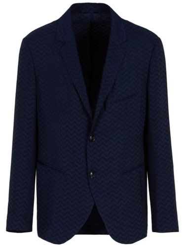 Blazer droit à motif zig-zag - Giorgio Armani - Modalova