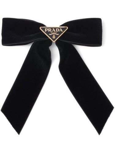 Barrette noeud en velours à logo triangulaire - Prada - Modalova