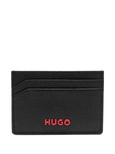 Porte-cartes en cuir à plaque logo - HUGO - Modalova