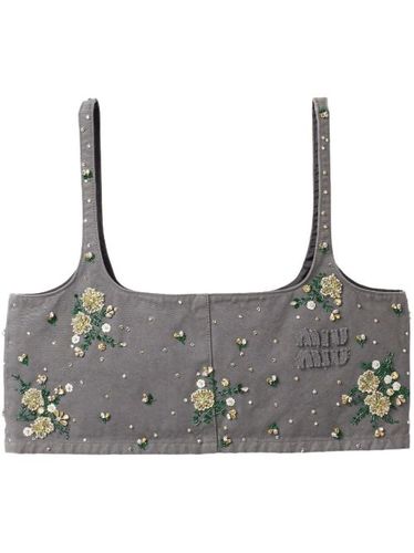 Miu Miu haut crop à fleurs - Gris - Miu Miu - Modalova