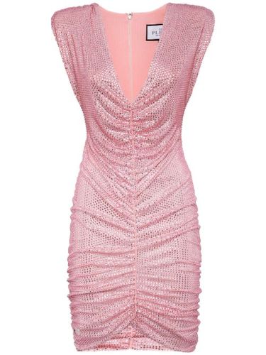 Robe froncée à ornements en cristal - Philipp Plein - Modalova