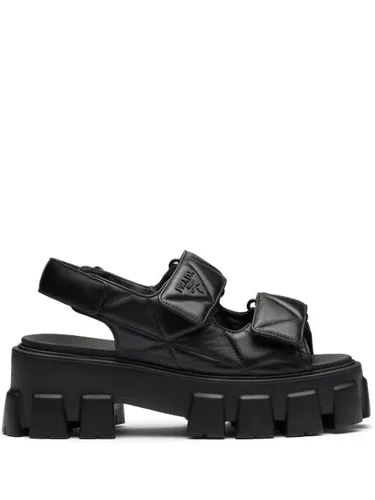Sandales en cuir verni à logo triangle - Prada - Modalova