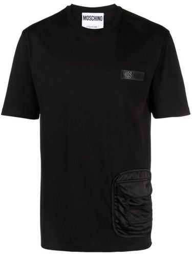 T-shirt en maille nervurée à logo embossé - Moschino - Modalova