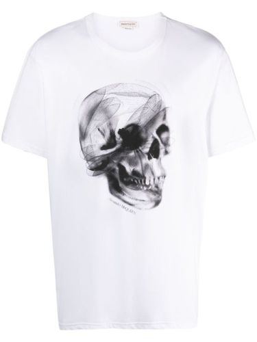 T-shirt en coton à imprimé tête de mort - Alexander McQueen - Modalova