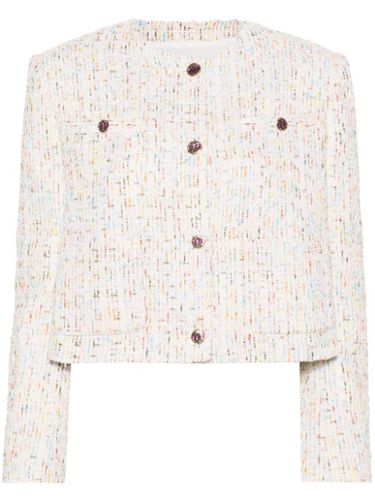 Blazer en tweed à coupe crop - MSGM - Modalova