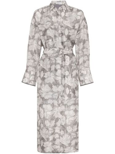 Robe ceinturée à motif végétal - Brunello Cucinelli - Modalova