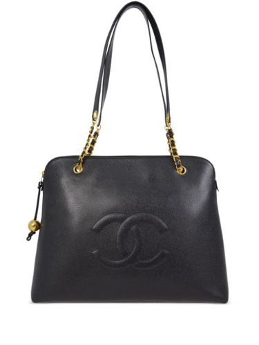 Sac cabas en cuir à logo CC cousu (1995) - CHANEL Pre-Owned - Modalova