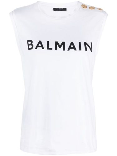 Débardeur en coton à logo imprimé - Balmain - Modalova