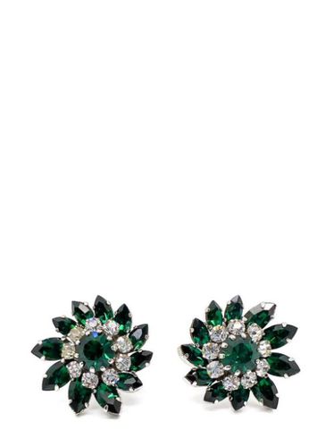 Vintage Austrian Emerald Crystal Floral Earrings 1950s - Jennifer Gibson Jewellery - Modalova