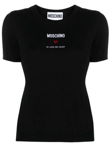 Haut en maille à logo brodé - Moschino - Modalova