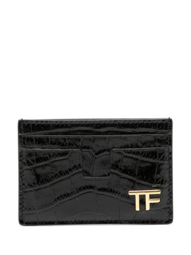 Porte-cartes en cuir à plaque logo - TOM FORD - Modalova