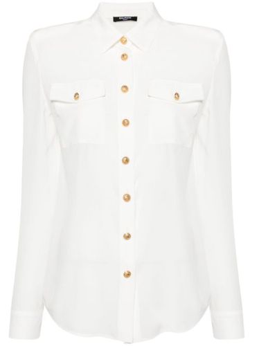 Chemise en soie à boutons embossés - Balmain - Modalova