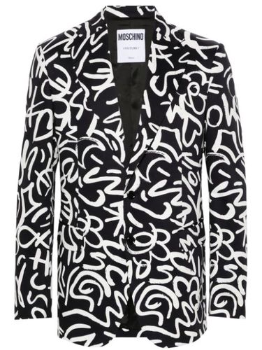 Blazer en coton à logo - Moschino - Modalova