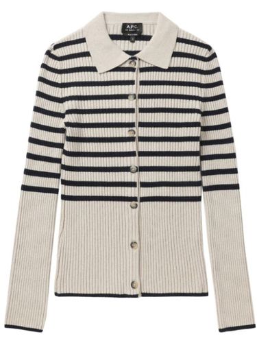 Cardigan en maille nervurée à rayures - A.P.C. - Modalova