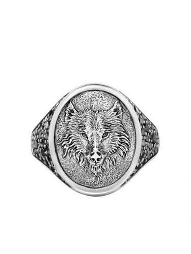 Chevalière Petrvs Wolf en sterling pavée de diamants (21,5 mm) - David Yurman - Modalova