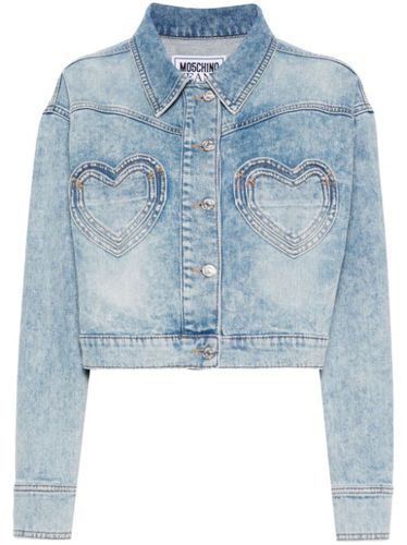 Veste crop en jean à poches cœur - MOSCHINO JEANS - Modalova