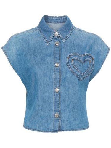 Chemise en coton à logo appliqué - MOSCHINO JEANS - Modalova