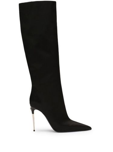 Bottines en cuir à plaque logo - Dolce & Gabbana - Modalova
