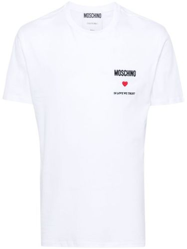 T-shirt en coton à logo brodé - Moschino - Modalova