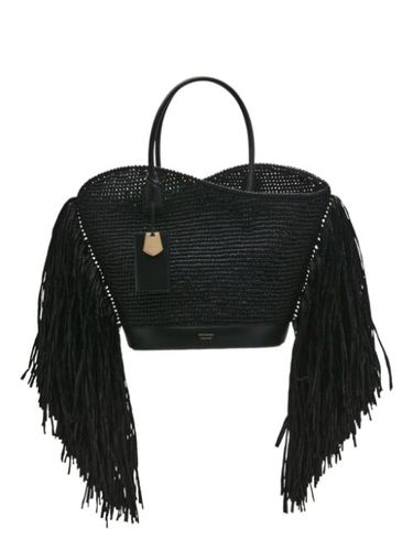 Sac cabas en raphia à franges - Ferragamo - Modalova