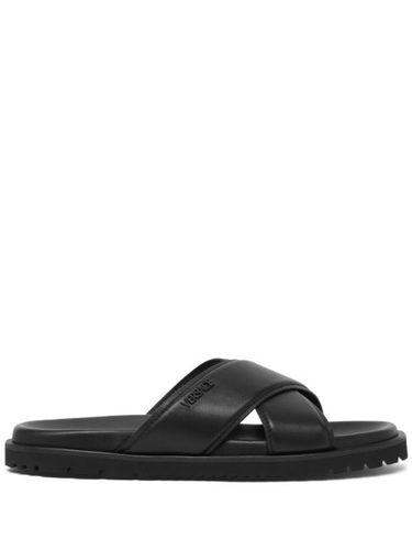Claquettes en cuir à logo - Versace - Modalova