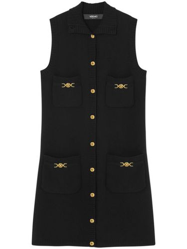 Robe courte en maille à design sans manches - Versace - Modalova