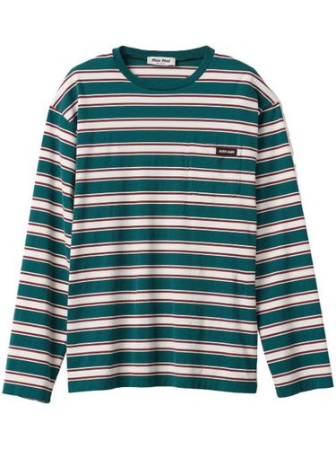 T-shirt en coton à rayures - Miu Miu - Modalova