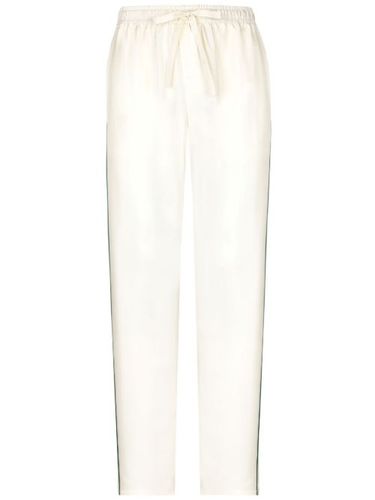 Pantalon en soie à logo brodé - Dolce & Gabbana - Modalova