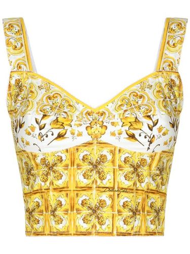 Haut corset à imprimé Majolica - Dolce & Gabbana - Modalova