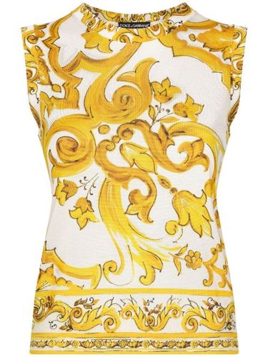 T-shirt sans manches à imprimé Majolica - Dolce & Gabbana - Modalova