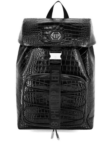 Sac à dos en cuir à effet peau de crocodile - Philipp Plein - Modalova