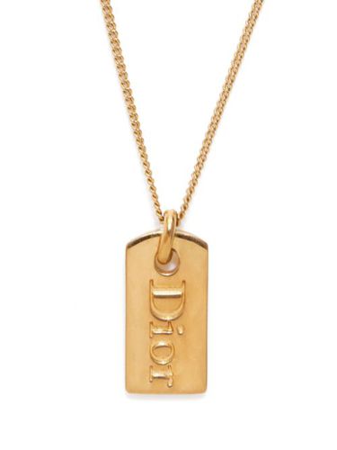 Collier doré à plaque logo - Christian Dior Pre-Owned - Modalova