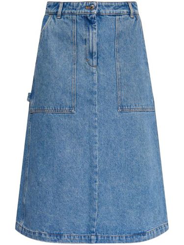 Jupe longueur midi en jean à logo brodé - Maison Kitsuné - Modalova