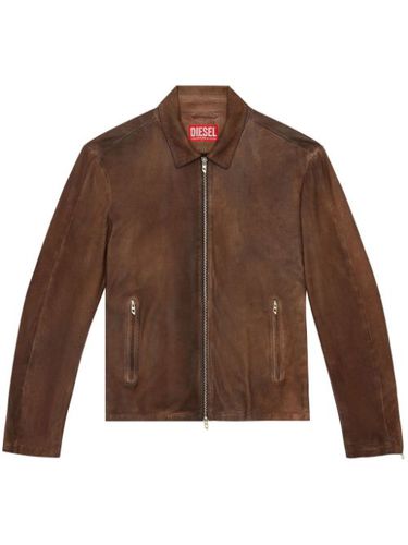 Veste en cuir L-Crombe à fermeture zippée - Diesel - Modalova