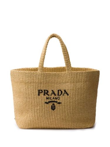 Sac cabas Crochet à logo brodé - Prada - Modalova