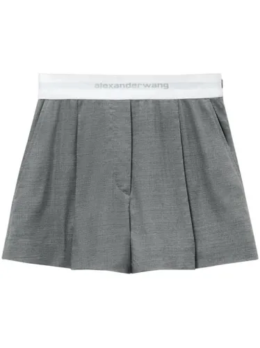 Short plissé à taille à logo - Alexander Wang - Modalova