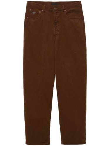 Pantalon en velours côtelé à plaque logo - Prada - Modalova