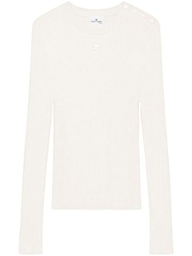 Pull en maille nervurée à logo brodé - Courrèges - Modalova