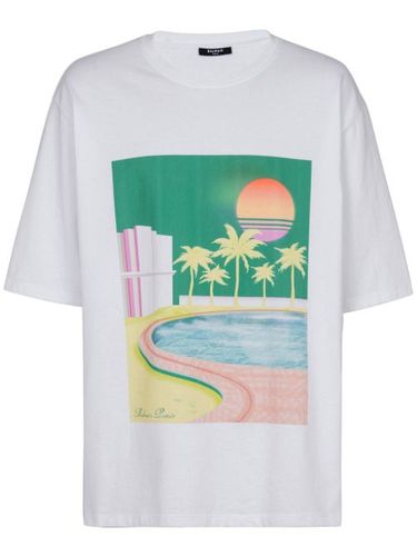 T-shirt en coton à imprimé graphique - Balmain - Modalova