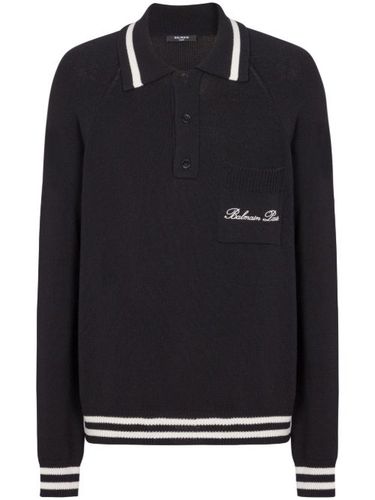 Balmain polo à logo brodé - Noir - Balmain - Modalova