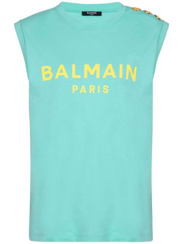 Débardeur en coton à logo imprimé - Balmain - Modalova