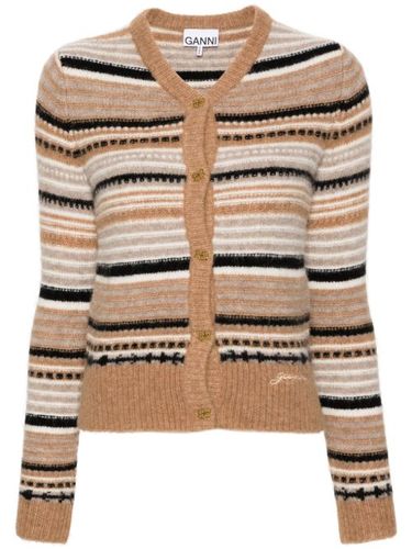 Cardigan rayé à boutons logo - GANNI - Modalova